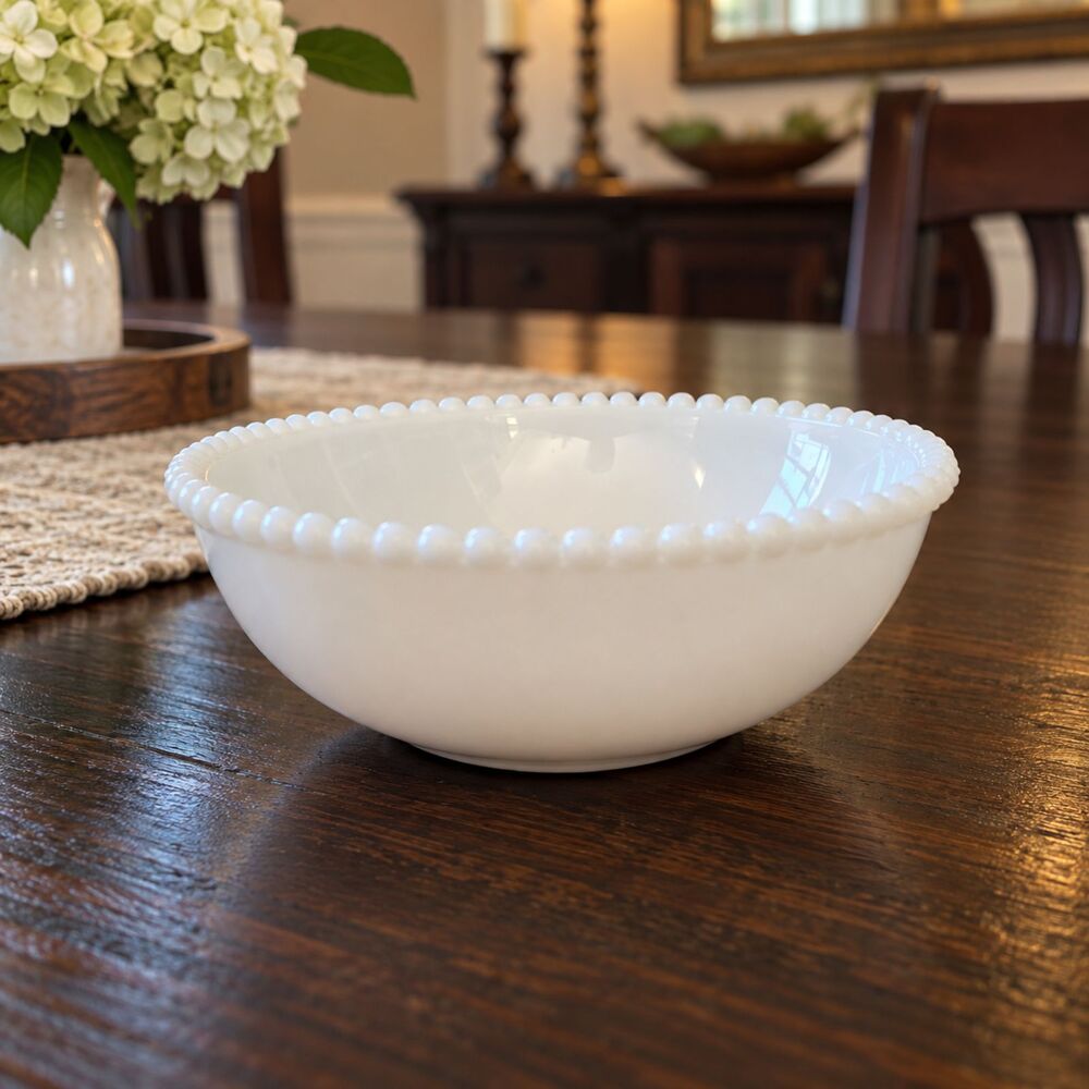 Vintage Westmoreland Milk Glass 4" Bowl Beaded Rim White Glass WG Mark